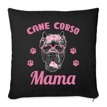 Cane corso mama propriétaire femme lunettes fleurs - Housse de coussin décorative 45 x 45 cm - noir - Devant
