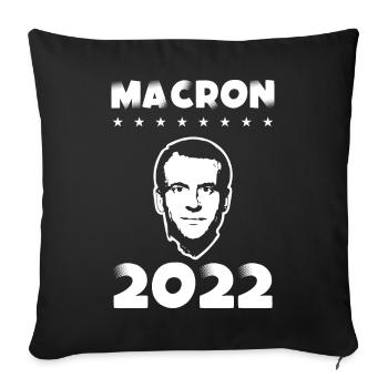 Emmanuel Macron President of the Republic 2022 - Sofa pillowcase 17,3'' x 17,3'' (45 x 45 cm) - black - Front