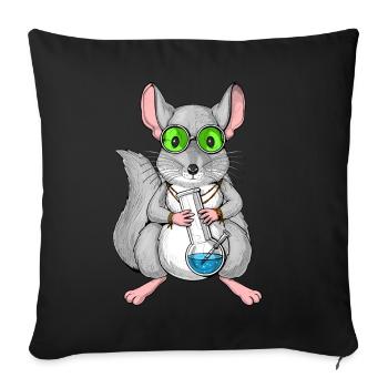Chinchilla Smoking Weed - Sofa pillowcase 17,3'' x 17,3'' (45 x 45 cm) - black - Front
