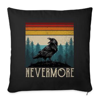 Nevermore Edgar Allan Poe Nevermore Raven Gift - Sofa pillowcase 17,3'' x 17,3'' (45 x 45 cm) - black - Front