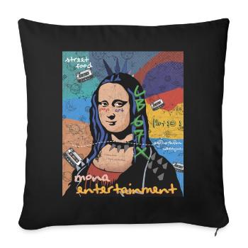 Pop Art Mona Lisa Entertainment Leonardo Da Vinci - Housse de coussin décorative 45 x 45 cm - noir - Devant