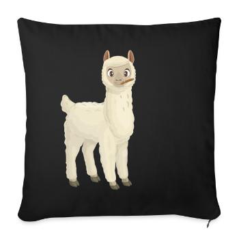 Alpaka Lama - Sofakissenbezug 45 x 45 cm - Schwarz - Vorne