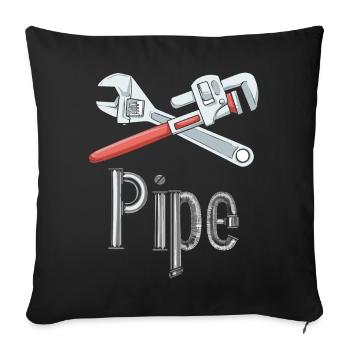 Cadeau d'outil drôle de plombier plombier - Housse de coussin décorative 45 x 45 cm - noir - Devant