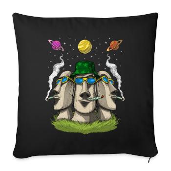 Statues hippies d’île de Pâques - Housse de coussin décorative 45 x 45 cm - noir - Devant