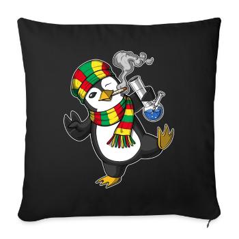 Penguin Smoking Weed - Sofa pillowcase 17,3'' x 17,3'' (45 x 45 cm) - black - Front