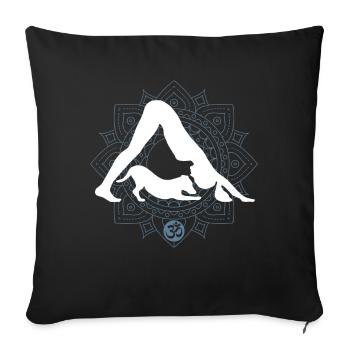 Yoga amusant avec chien | Mandala Om Symbole Namaste - Housse de coussin décorative 45 x 45 cm - noir - Devant