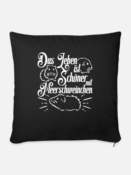 Meerschweinchen Meersau Nagetier Haustier Geschenk - Sofakissenbezug 45 x 45 cm - Schwarz
