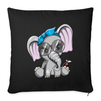 Eléphant Fan Nerd Lunettes Bande de tête Mag Eléphants ok - Housse de coussin décorative 45 x 45 cm - noir - Devant