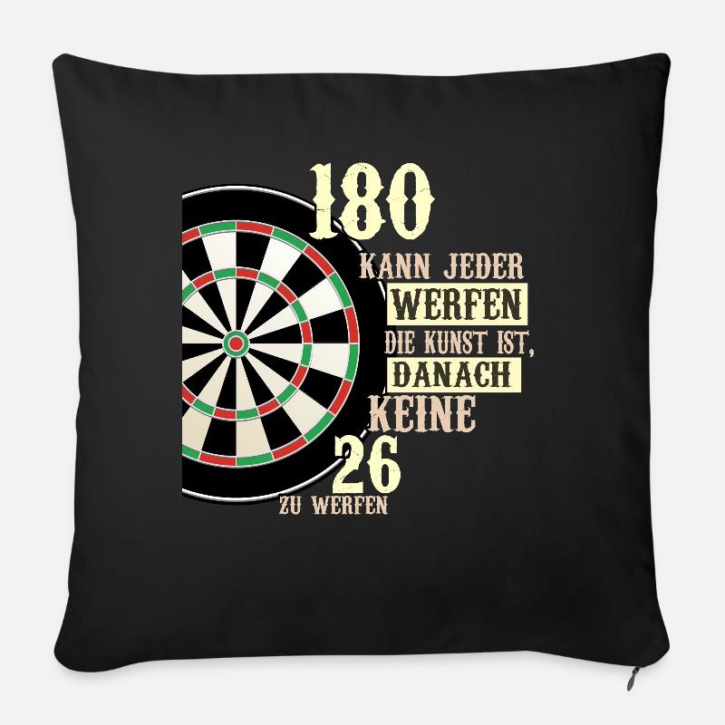 180 kann jeder werfen Dartscheibe Teamplayer Dart - Sofakissenbezug 45 x 45 cm - Schwarz