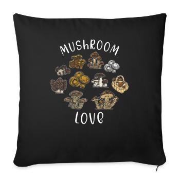 Champignon champignon cueilleur cueillette de champignons - Housse de coussin décorative 45 x 45 cm - noir - Devant
