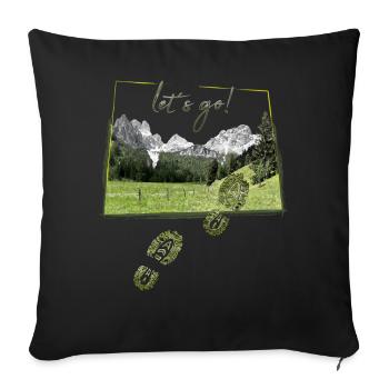 Allez, allez ! - motif de randonnée cool avec des empreintes de chaussures - Housse de coussin décorative 45 x 45 cm - noir - Devant
