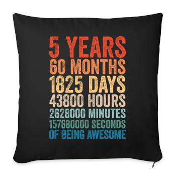5th Birthday Shirt Kids Boys Girls Rétro Rétro 5 - Housse de coussin décorative 45 x 45 cm - noir - Devant