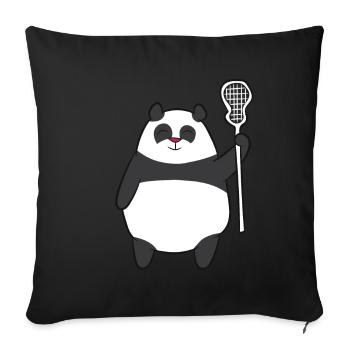 Lacrosse - Panda bear with lacrosse racket - Sofa pillowcase 17,3'' x 17,3'' (45 x 45 cm) - black - Front