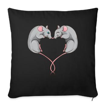 Ratte Ratten Herz Herzchen Tier Fan Liebhaber - Sofakissenbezug 45 x 45 cm - Schwarz - Vorne