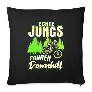 Echte Jungs Fahren Downhill Fahrrad Geschenk - Sofakissenbezug 45 x 45 cm - Schwarz - Vorne