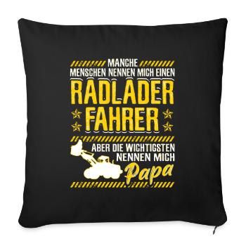 Chargeuse sur pneu papa cadeau pelleteuse sur pneus - Housse de coussin décorative 45 x 45 cm - noir - Devant