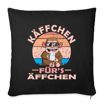 Käffchen für´s Äffchen Vintage Affe Kaffee Spruch - Sofakissenbezug 45 x 45 cm - Schwarz - Vorne