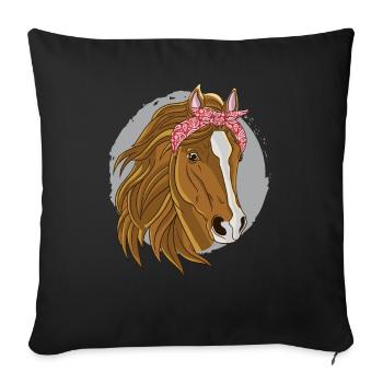 Cheval amateur de chevaux Cheval Bandana Reiterhof - Housse de coussin décorative 45 x 45 cm - noir - Devant
