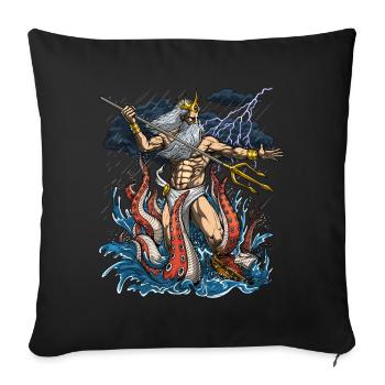 Dieu grec Poséidon - Housse de coussin décorative 45 x 45 cm - noir - Devant