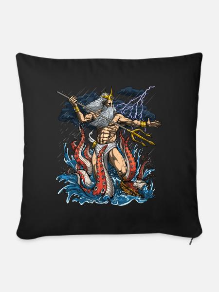 Griechischer Gott Poseidon - Sofakissenbezug 45 x 45 cm - Schwarz