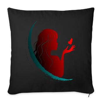 Face Woman Silhouette - Sofa pillowcase 17,3'' x 17,3'' (45 x 45 cm) - black - Front