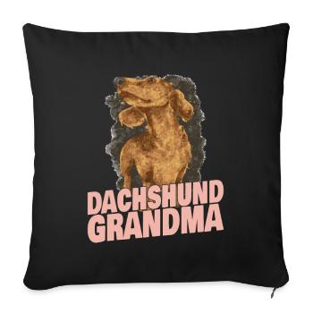 Dackel Oma Großmutter - Sofakissenbezug 45 x 45 cm - Schwarz - Vorne
