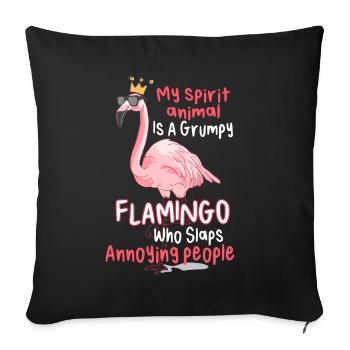 My Spirit Animal Is A Grumpy Flamingo - Sofakissenbezug 45 x 45 cm - Schwarz - Vorne