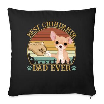 Meilleur Chihuahua Dad Ever Vintage Retro Sunset - Housse de coussin décorative 45 x 45 cm - noir - Devant