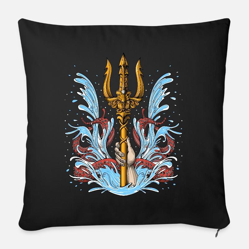 Poseidon Trident - Sofakissenbezug 45 x 45 cm - Schwarz