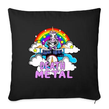 Batterie Death Metal pour les amateurs de licorne - Housse de coussin décorative 45 x 45 cm - noir - Devant