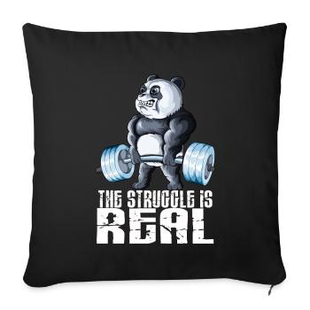The Struggle is Real Fitness Panda Weightlifting - Sofa pillowcase 17,3'' x 17,3'' (45 x 45 cm) - black - Front