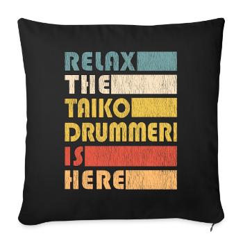 Taiko Drummer Vintage Instrument à tambour Cadeau - Housse de coussin décorative 45 x 45 cm - noir - Devant