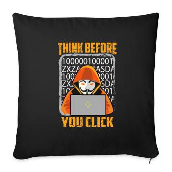 Cybersécurité Hacker think before you click - Housse de coussin décorative 45 x 45 cm - noir - Devant