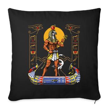 Ägyptischer Gott Ra - Sofakissenbezug 45 x 45 cm - Schwarz - Vorne