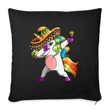 Unicorn with sombrero and rattle Unicorn Fiesta - Sofa pillowcase 17,3'' x 17,3'' (45 x 45 cm) - black - Front