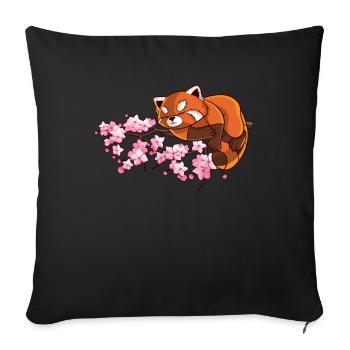Cute Japanese Red Panda Cherry Blossom Tree - Sofa pillowcase 17,3'' x 17,3'' (45 x 45 cm) - black - Front