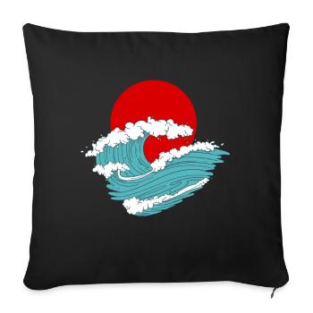 Japanese Wave Asian retro tattoo art - Sofa pillowcase 17,3'' x 17,3'' (45 x 45 cm) - black - Front