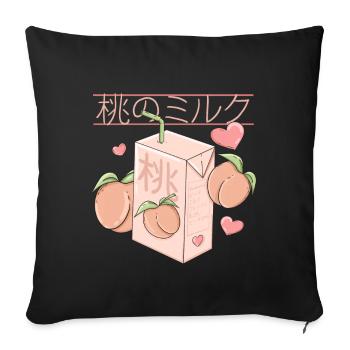 Pêche japonaise Jus rétro anime design - Housse de coussin décorative 45 x 45 cm - noir - Devant