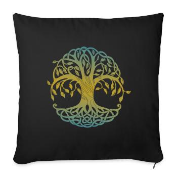 Tribal Yggdrasil Tattoo Wikinger Design Baum - Sofakissenbezug 45 x 45 cm - Schwarz - Vorne