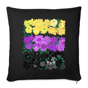 Non binary flower flag - Sofakissenbezug 45 x 45 cm - Schwarz - Vorne