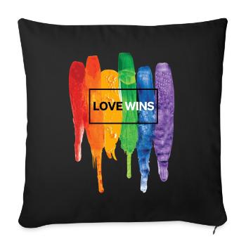 Love Wins Love is Love LGBT Pride Wear - Sofa pillowcase 17,3'' x 17,3'' (45 x 45 cm) - black - Front