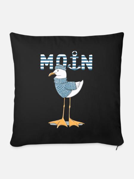 Möwe Moin Norddeutsch cooles Fischer Geschenk - Sofakissenbezug 45 x 45 cm - Schwarz