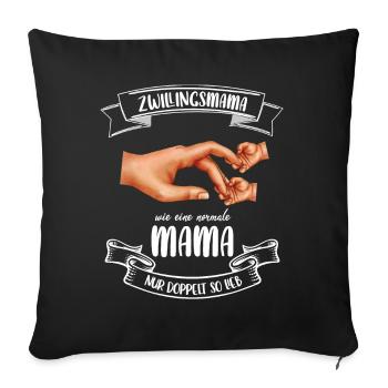 Zwillingsmama | Schwanger mit Zwillingen, Twin Mom - Sofakissenbezug 45 x 45 cm - Schwarz - Vorne