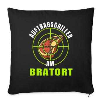 Auftrags Griller Am Bratort - Sofakissenbezug 45 x 45 cm - Schwarz - Vorne