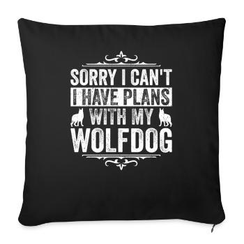 Désolé, je ne peux pas avoir des plans avec mon chien-loup - Housse de coussin décorative 45 x 45 cm - noir - Devant