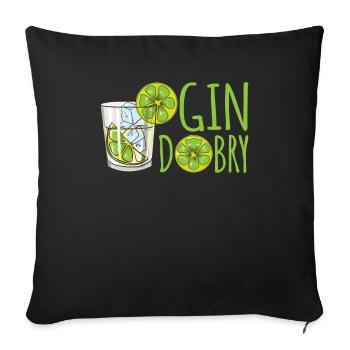Gin Dobry Jeu de mots polonais Gin Verre Limetten - Housse de coussin décorative 45 x 45 cm - noir - Devant