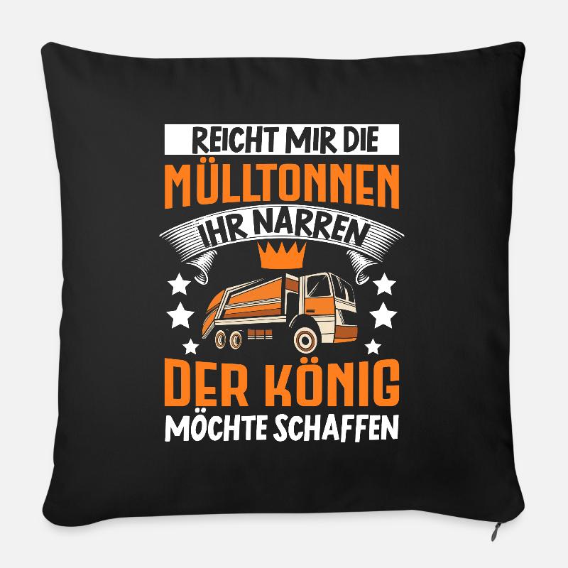 Müllmann Müllauto Müllwagen Müllabfuhr Geschenk - Sofakissenbezug 45 x 45 cm - Schwarz