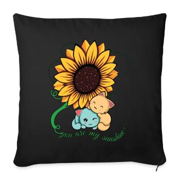 Chat Tournesol Chat Chat Vous Mon Soleil - Housse de coussin décorative 45 x 45 cm - noir - Devant