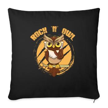 Owl Rock 'n' Owl like Rock n Roll Born to be Rock - Sofa pillowcase 17,3'' x 17,3'' (45 x 45 cm) - black - Front