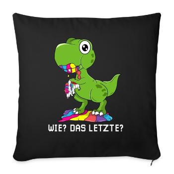 Wie das letzte Einhorn T-rex isst Einhorn Dino - Sofakissenbezug 45 x 45 cm - Schwarz - Vorne